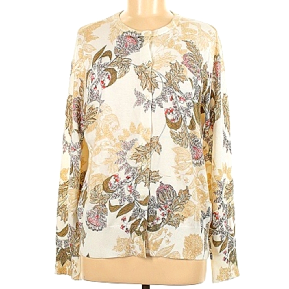 LANDS END  floral cardigan